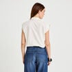 Chemise effet boule col am&eacute;ricain ecru femme