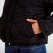 Veste droite &agrave; capuche manches longues noir femme