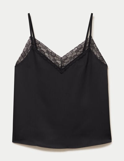 D&eacute;bardeur ajust&eacute; d&eacute;collet&eacute; dentelle noir femme