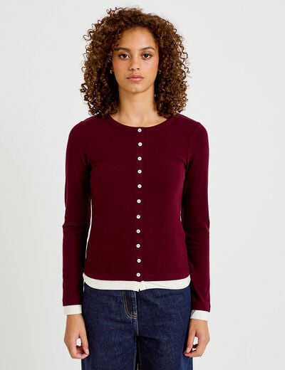 Doudou col rond manches longues bordeaux femme