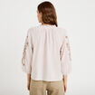 Blouse col v broderie manches 3/4 sable femme