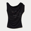 Top ajust&eacute; sans manches col bateau noir femme