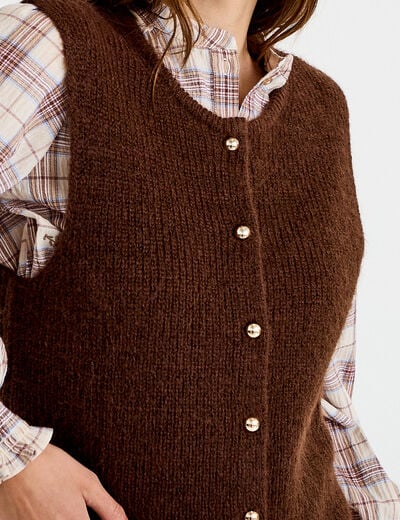Gilet sans manches marron fonc&eacute; femme