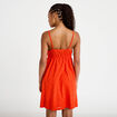 Robe courte &eacute;vas&eacute;e col v bretelles orange fonc&eacute; femme