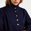 Robe droite col chemise manches longues bleu marine femme