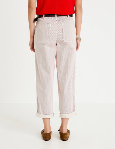 Pantalon chino 7/8&egrave;me taille &eacute;lastiqu&eacute;e vieux rose femme