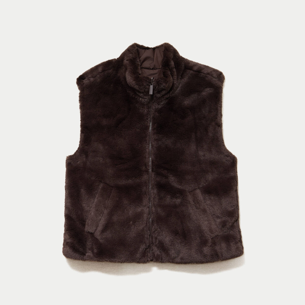 Veste r&eacute;versible sans manches marron fonc&eacute; femme
