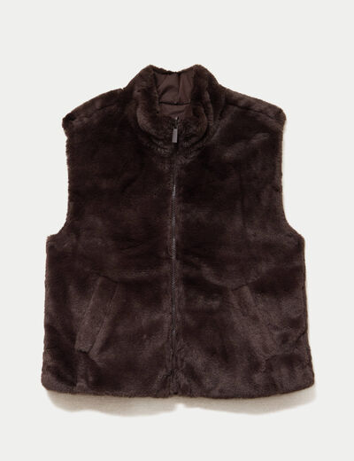 Veste r&eacute;versible sans manches marron fonc&eacute; femme
