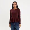 Pull ajust&eacute; court manches longues bordeaux femme