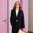 Blazer droit manches longues noir femme