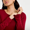 T-shirt uni &agrave; manches longues rouge femme