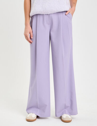 Pantalon large &agrave; pinces parme femme