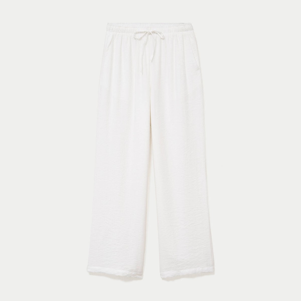 Pantalon large taille standard ecru femme