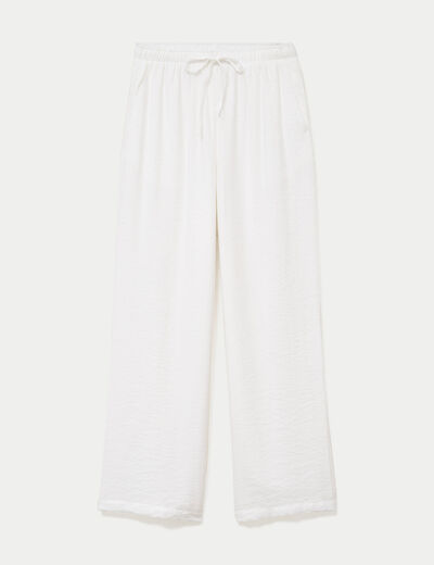 Pantalon large taille standard ecru femme