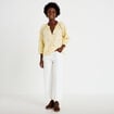 Blouse ample col tunisien manches 3/4 jaune pastel femme
