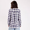 Chemise &agrave; carreaux fils m&eacute;tallis&eacute;s bleu femme