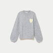 Pull oversize col rond manches longues gris clair femme