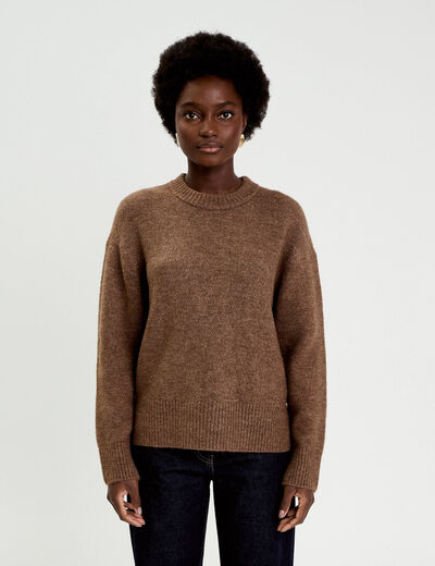 Pull manches longues marron clair femme