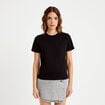 T-shirt col rond manches courtes noir femme