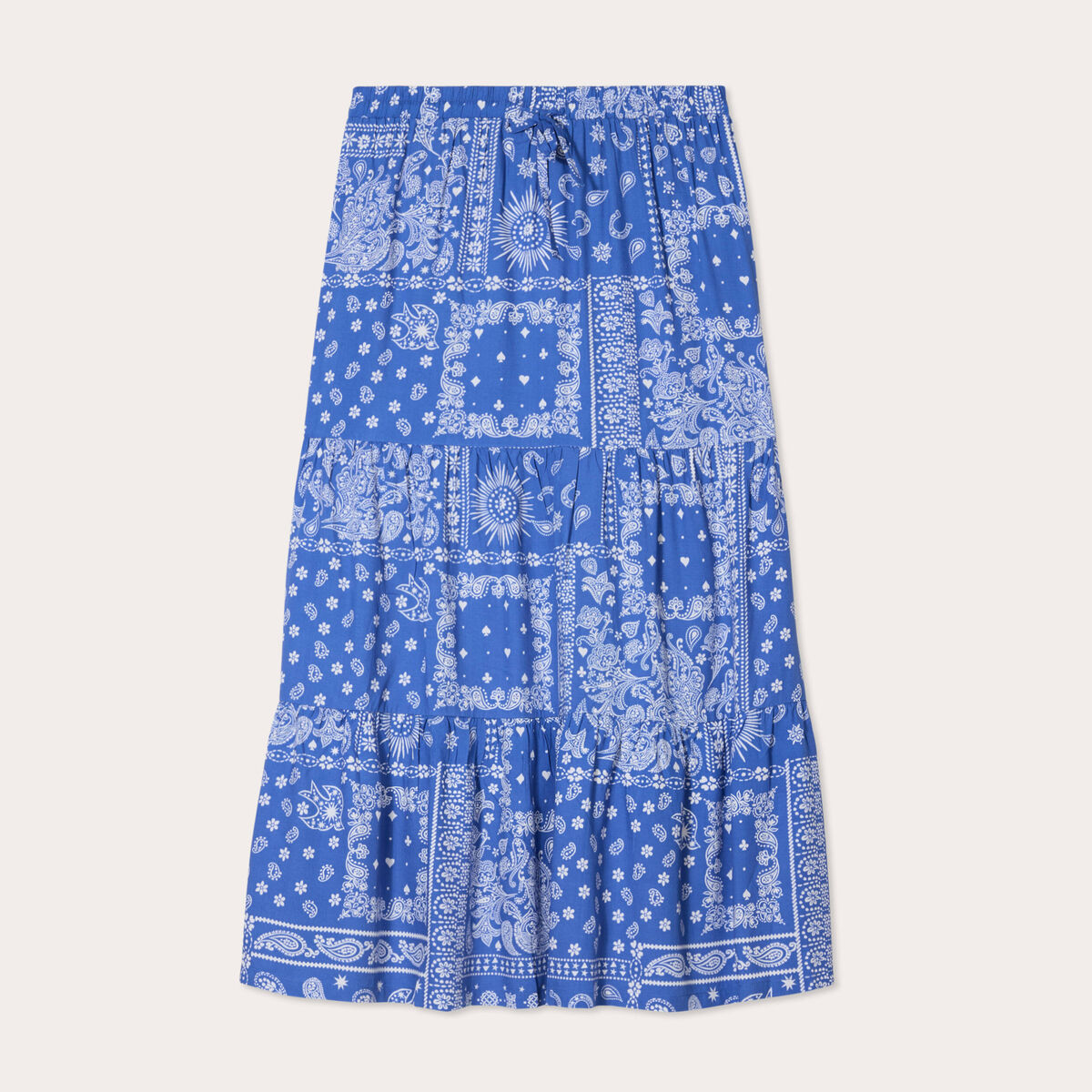 Jupe longue fluide bleu femme