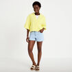 Veste ample pliss&eacute;e manches 3/4 jaune citron femme