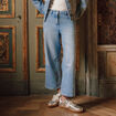 Jean wide leg cropped Bridgerton denim triple stone femme