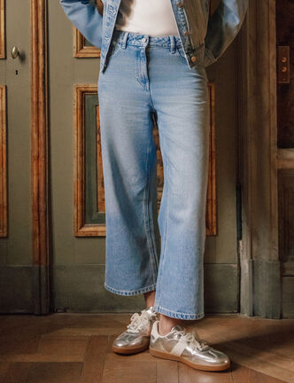 Jean wide leg cropped Bridgerton denim triple stone femme