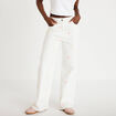 Jean wide leg taille haute &agrave; motif blanc femme