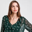 Blouse col V vert fonc&eacute; femme
