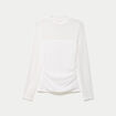 Top ajust&eacute; col montant dentelle ecru femme