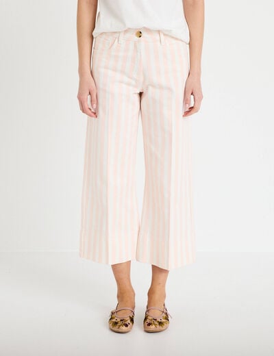 Pantalon bootcut 3/4 taille haute blanc femme