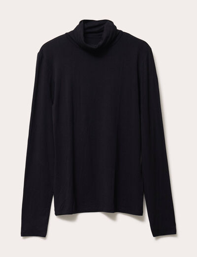 T-shirt uni &agrave; manches longues noir femme