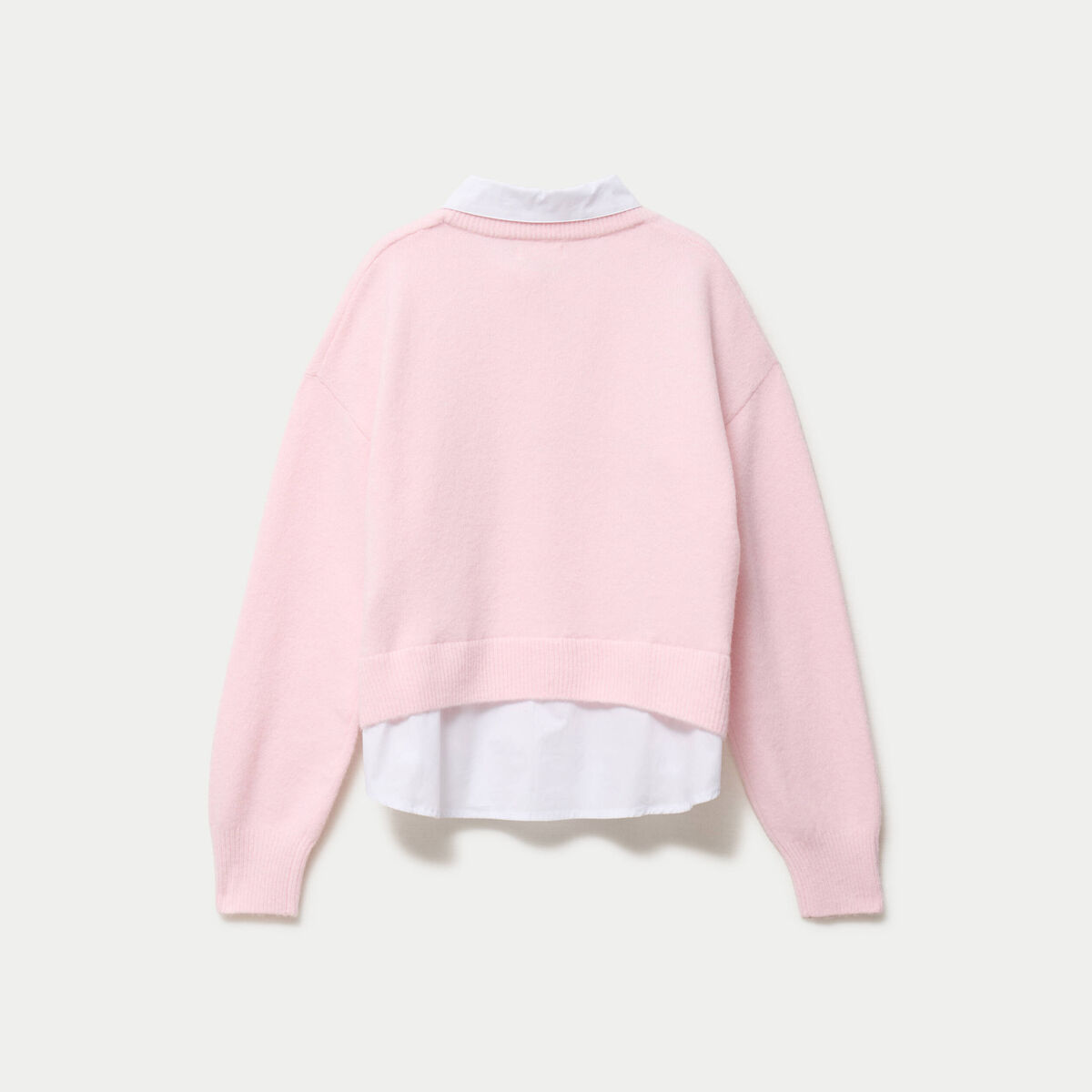 Pull chemise 2-en-1 rose clair femme