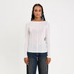 T-shirt cintr&eacute; col rond manches longues blanc femme