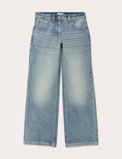 Jeans droit taille basse denim double stone femme