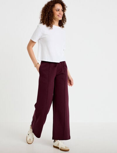Pantalon large style jogging prune femme