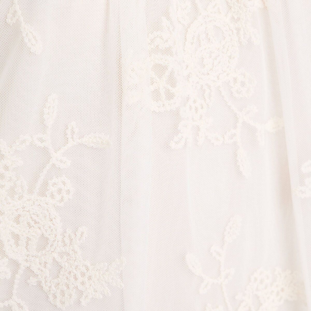 Blouse dentelle manches longues ecru femme