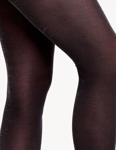 Collants fils m&eacute;tallis&eacute;s noir femme