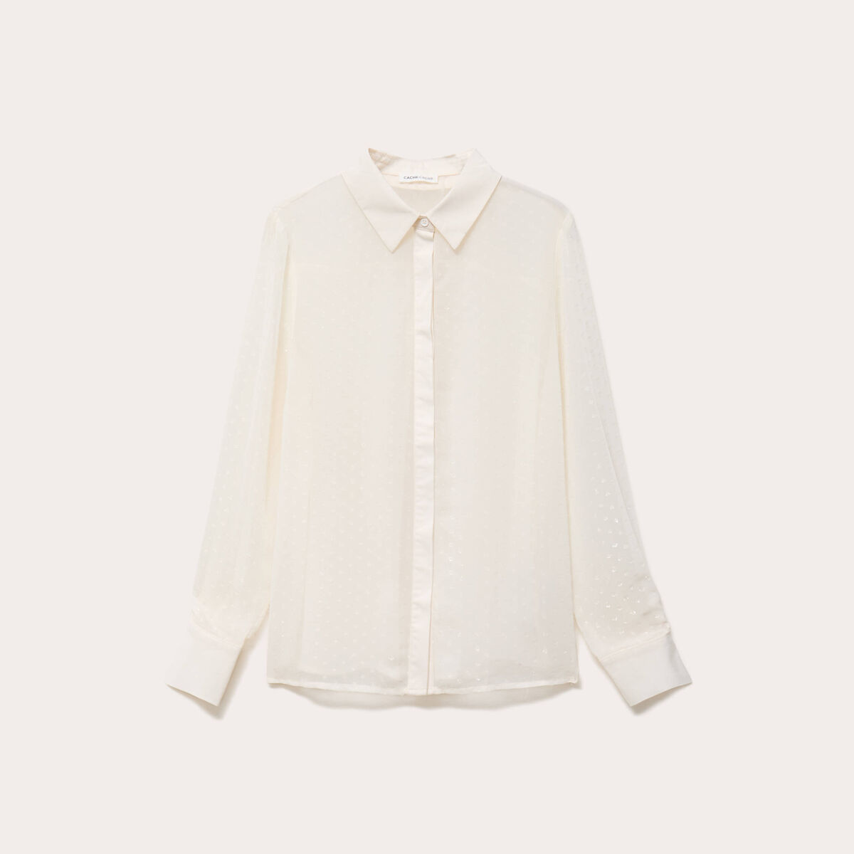 Chemise voile plumetis brillant ecru femme