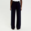 Pantalon large fluide d&eacute;tail dentelle bleu marine femme