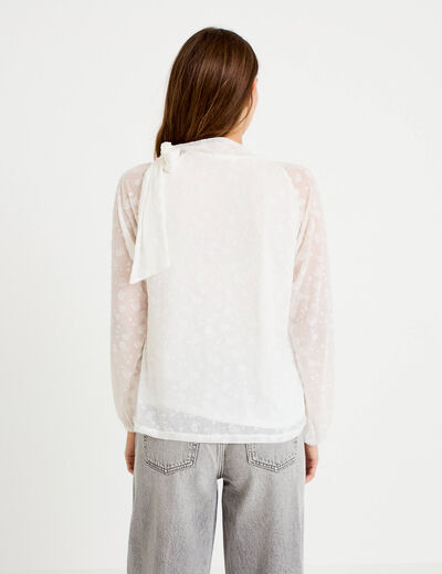 Blouse droite manches longues ecru femme
