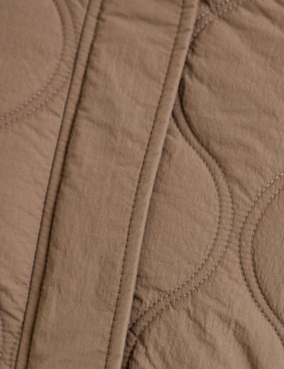 Veste droite &agrave; capuche manches longues taupe femme
