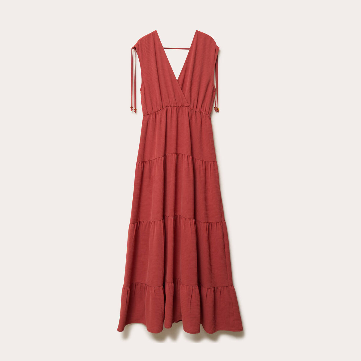 Robe longue &eacute;vas&eacute;e col V vieux rose femme
