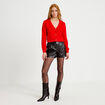 Short en similicuir noir femme