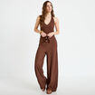 Combinaison large sans manches col v marron femme