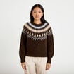 Pull col rond manches longues marron fonc&eacute; femme