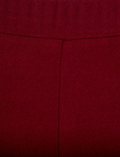Pantalon large ceinture bijou bordeaux femme