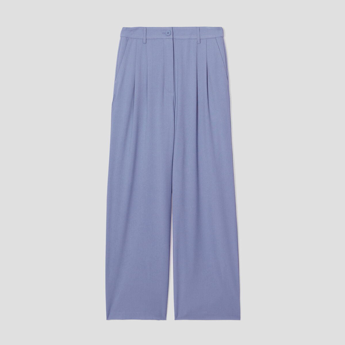 Pantalon large &agrave; pinces bleu gris femme
