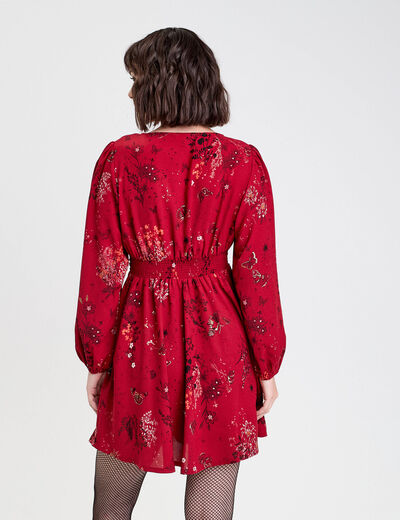 Robe &eacute;vas&eacute;e d&eacute;tails clout&eacute;s rouge fonc&eacute; femme