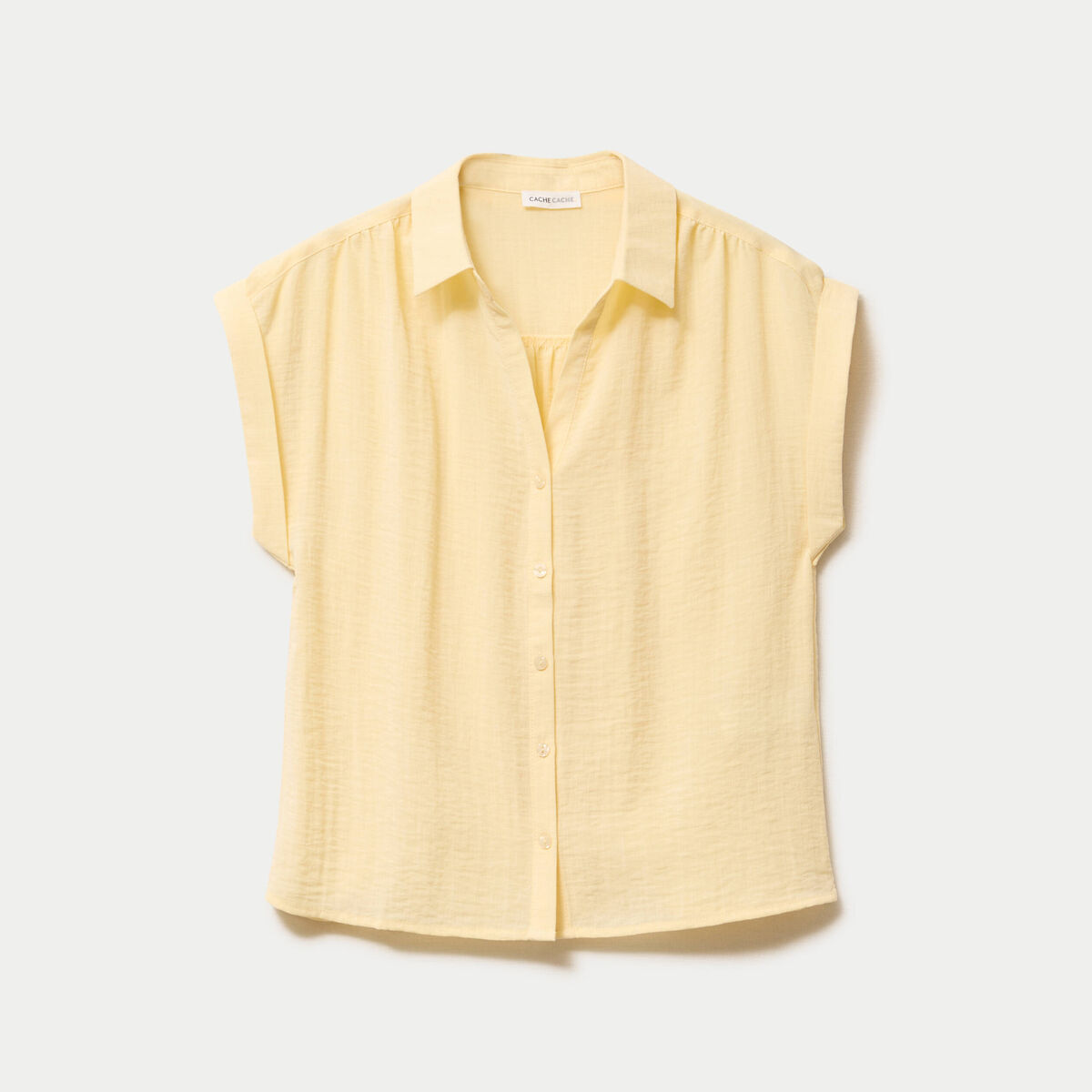 Blouse manches courtes jaune pastel femme